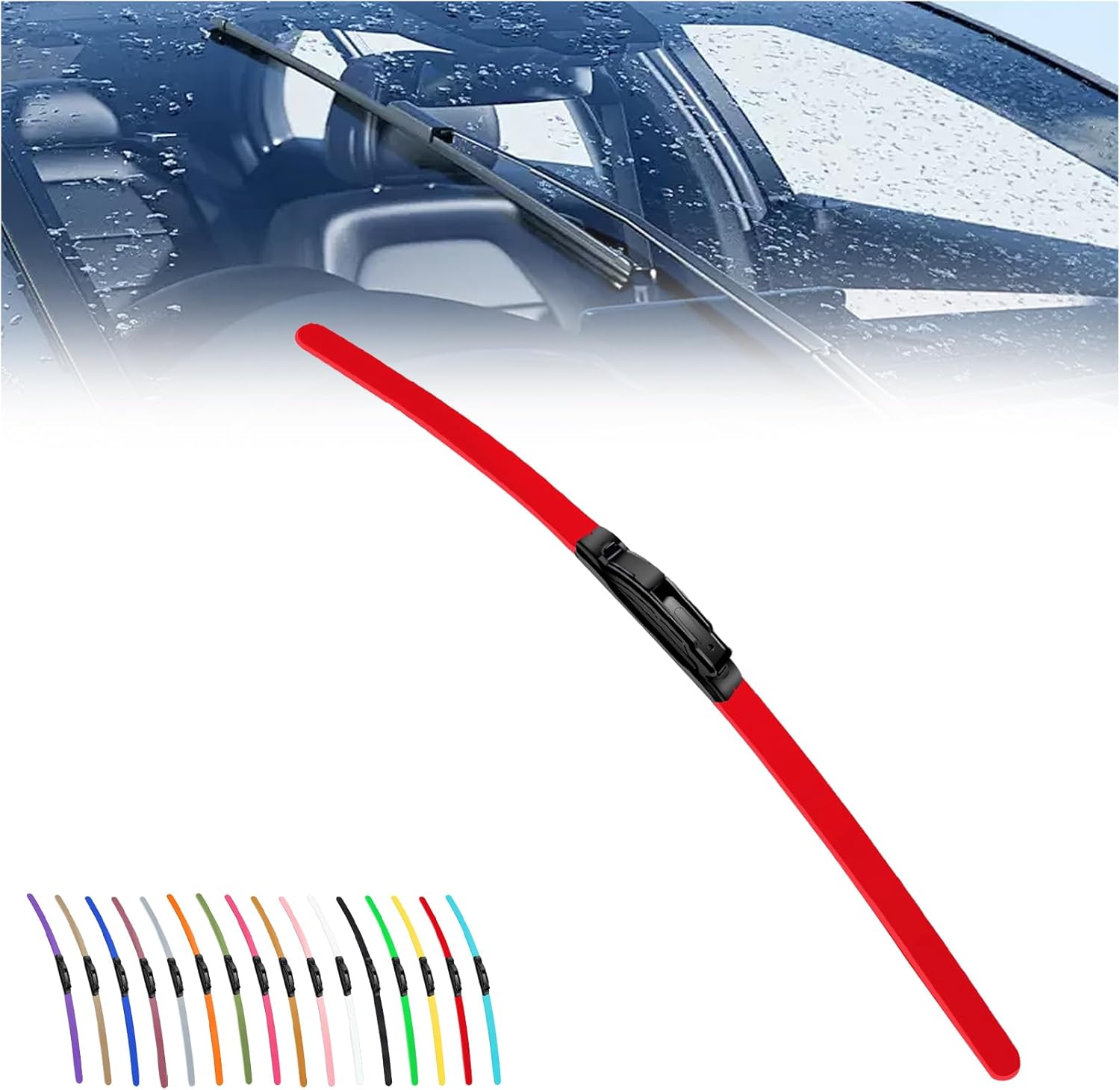 2025 New Colorful Boneless Silent Windshield Wipers  ,All Season Automotive Replacement Windshield Wipers Front Windshield Windshield Blade Window Wipers for Car
